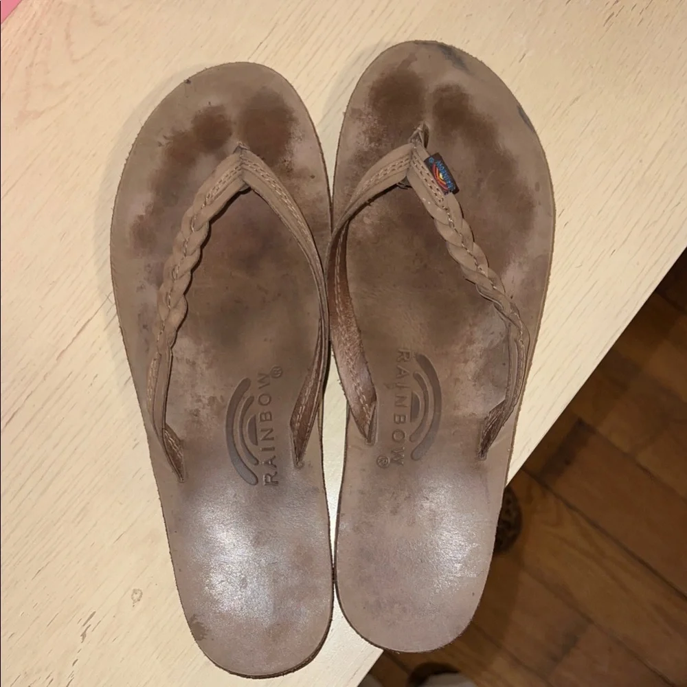 Rainbow Tan Braided Sandals - Picture 1 of 3